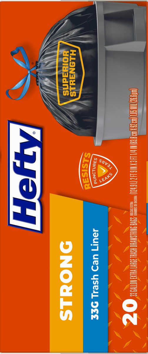 slide 3 of 14, Hefty Strong 33 Gallon Extra Large Trash Drawstring Bags 20 ea, 20 ct