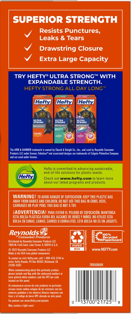 slide 9 of 14, Hefty Strong 33 Gallon Extra Large Trash Drawstring Bags 20 ea, 20 ct