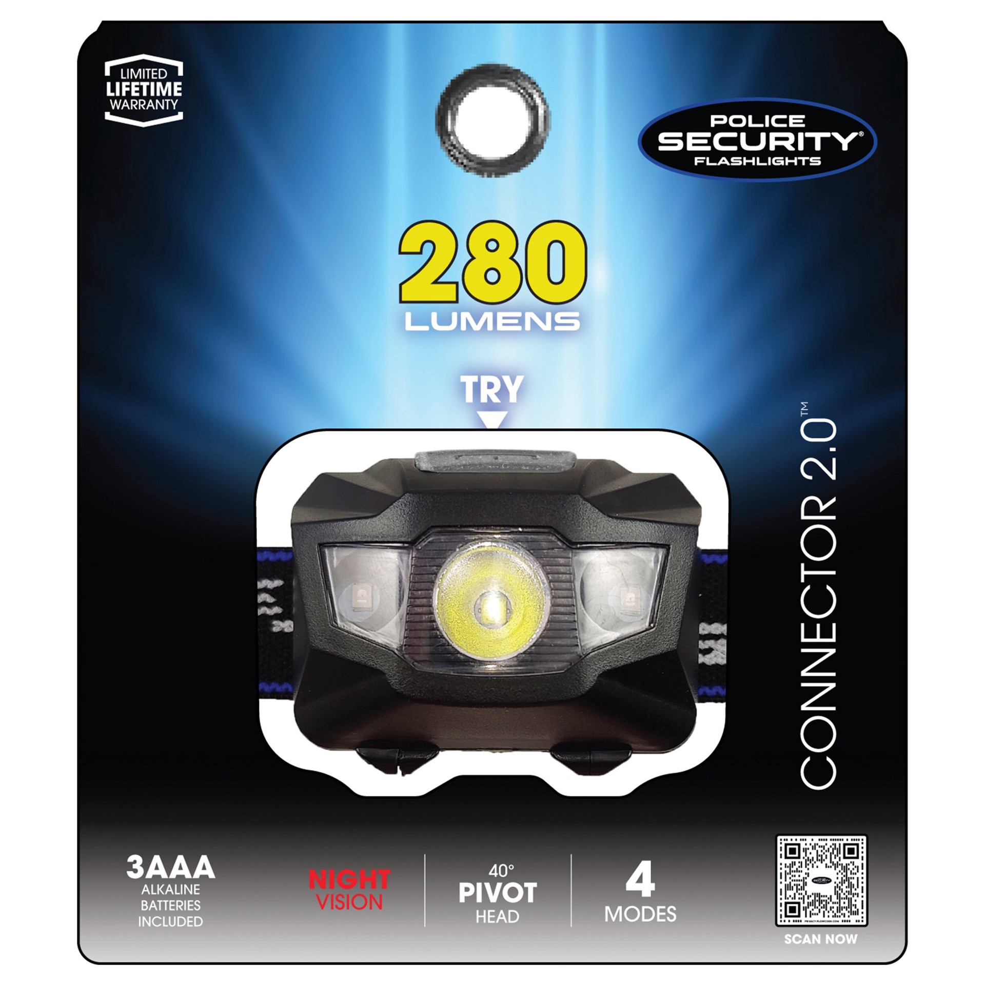 slide 1 of 1, Police Security 280 Lumen Connector 2.0 Headlamp, 1 ct