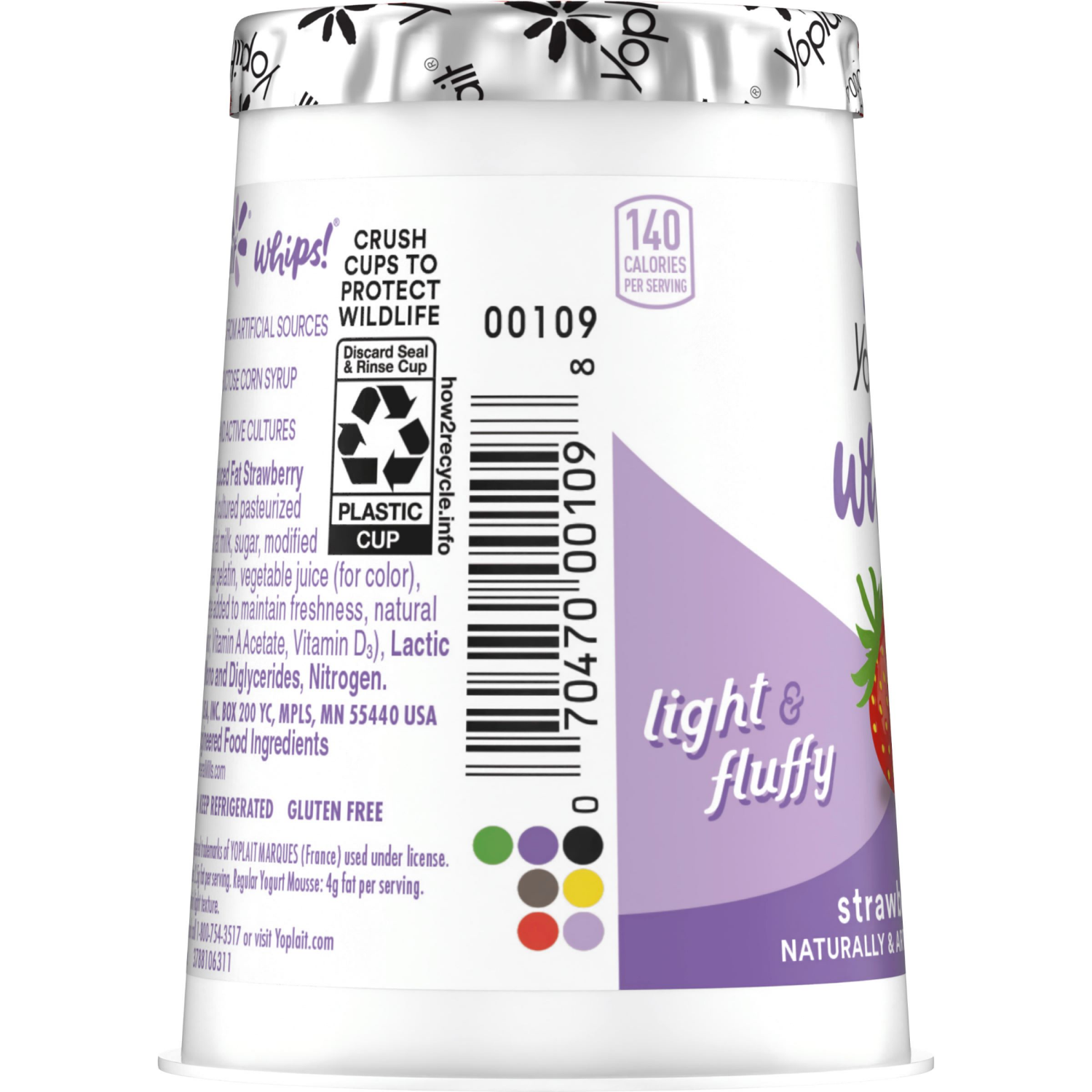 slide 3 of 6, Yoplait Whips Reduced Fat Yogurt Mousse, Strawberry Mist Flavored, Gluten Free Snack, 4 OZ Yogurt Cup, 4 oz