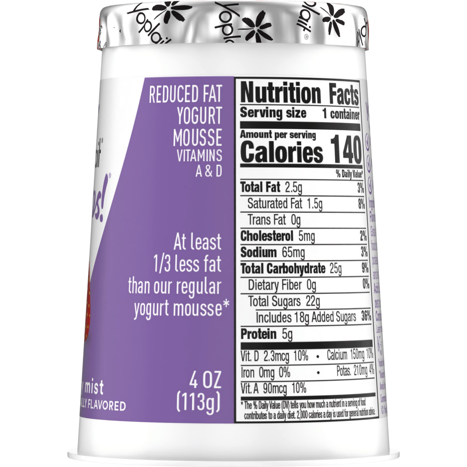 slide 4 of 6, Yoplait Whips Reduced Fat Yogurt Mousse, Strawberry Mist Flavored, Gluten Free Snack, 4 OZ Yogurt Cup, 4 oz