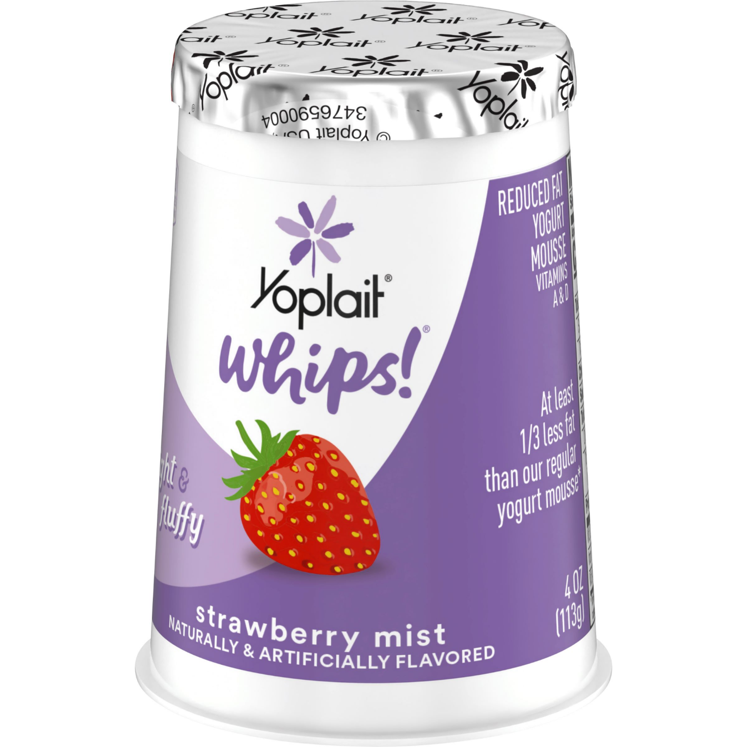 slide 6 of 6, Yoplait Whips Reduced Fat Yogurt Mousse, Strawberry Mist Flavored, Gluten Free Snack, 4 OZ Yogurt Cup, 4 oz