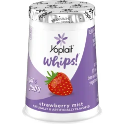 Yoplait Whips Reduced Fat Yogurt Mousse, Strawberry Mist Flavored, Gluten Free Snack, 4 OZ Yogurt Cup