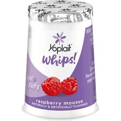 Yoplait Whips Reduced Fat Yogurt Mousse, Raspberry Mousse Flavored, Gluten Free Snack, 4 OZ Yogurt Cup