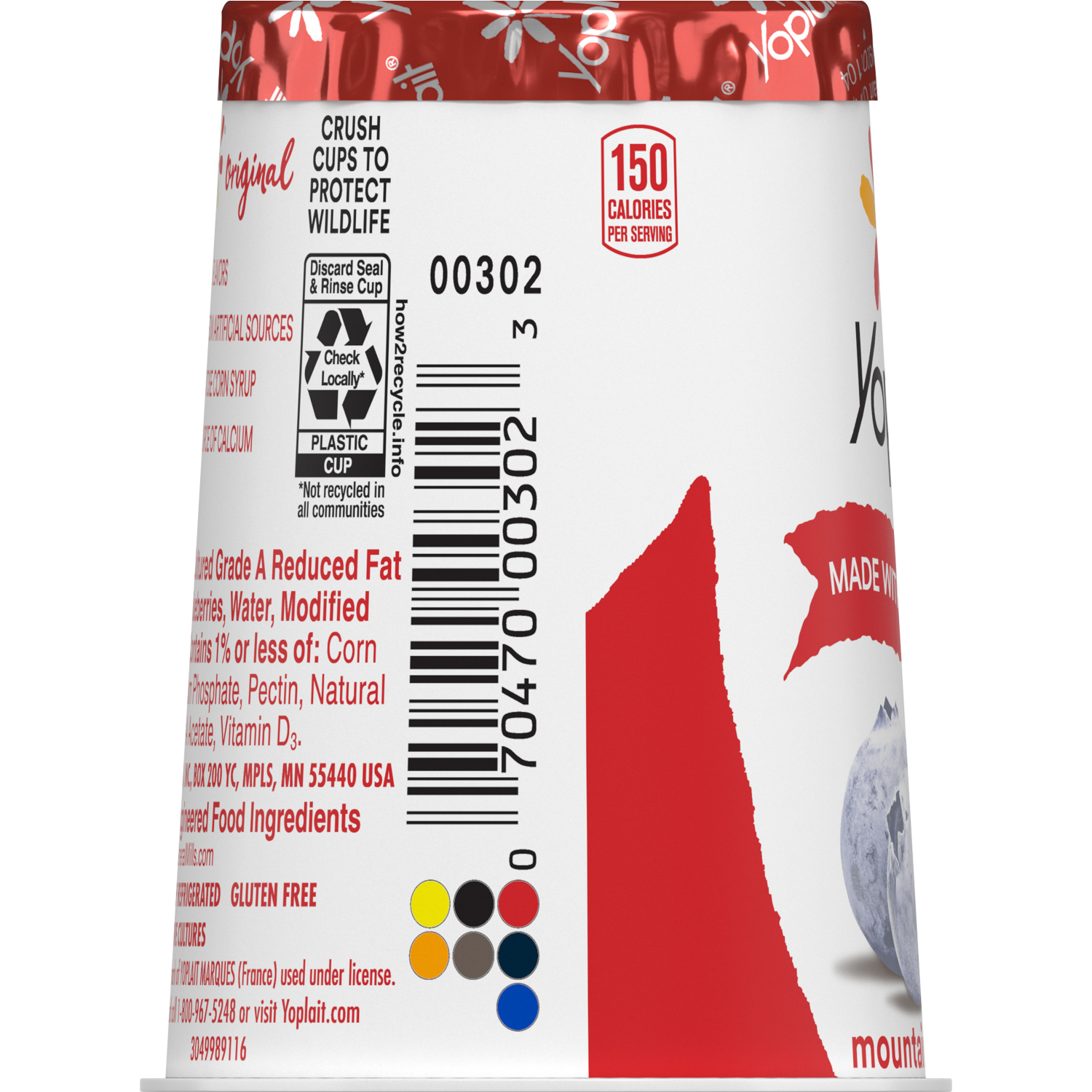 slide 3 of 3, Yoplait Original Low Fat Mountain Blueberry Yogurt Cup, Made with Real Fruit, 6 oz, 6 oz