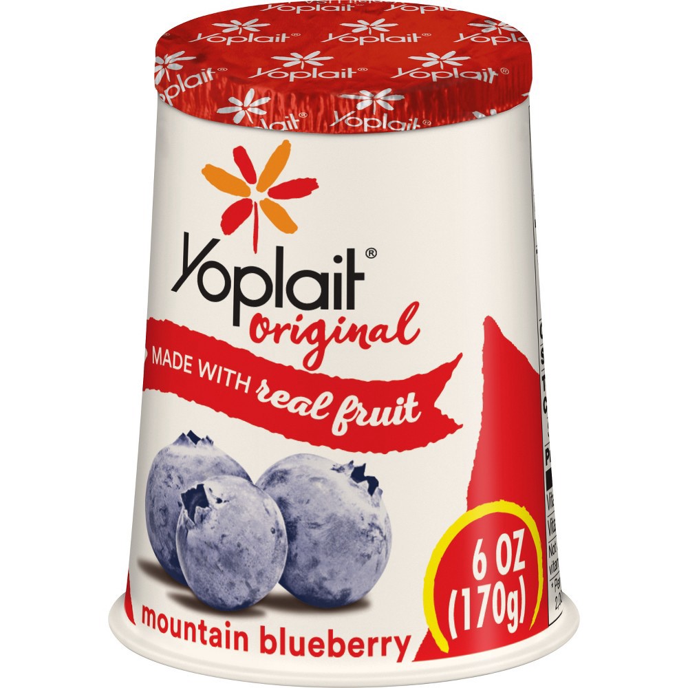 slide 3 of 3, Yoplait Original Low Fat Mountain Blueberry Yogurt Cup, Made with Real Fruit, 6 oz, 6 oz