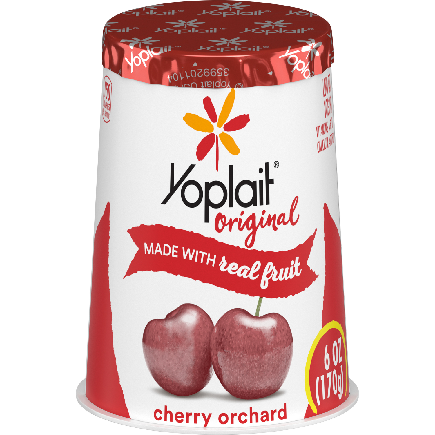slide 1 of 4, Yoplait Original Low Fat Cherry Orchard Yogurt Cup, Made with Real Fruit, 6 oz, 6 oz