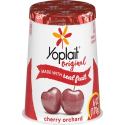 Yoplait Original Low Fat Cherry Orchard Yogurt Cup, Made with Real Fruit, 6 oz