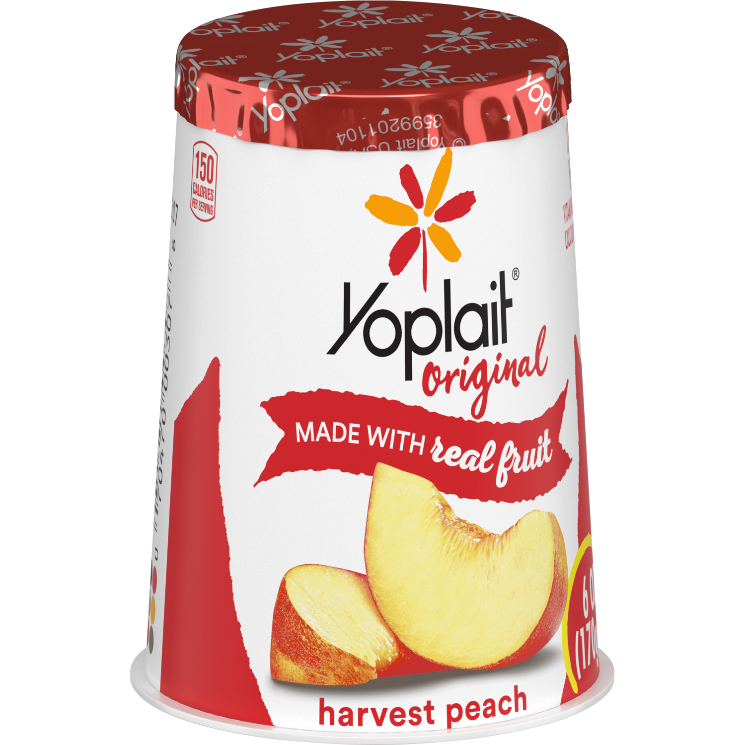 slide 4 of 4, Yoplait Original Low Fat Harvest Peach Yogurt Cup, Made with Real Fruit, 6 oz, 6 oz