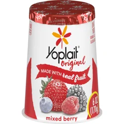 Yoplait Original Low Fat Mixed Berry Yogurt Cup, Made with Real Fruit, 6 oz
