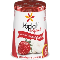 Yoplait Original Low Fat Strawberry Banana Yogurt Cup, Made with Real Fruit, 6 oz