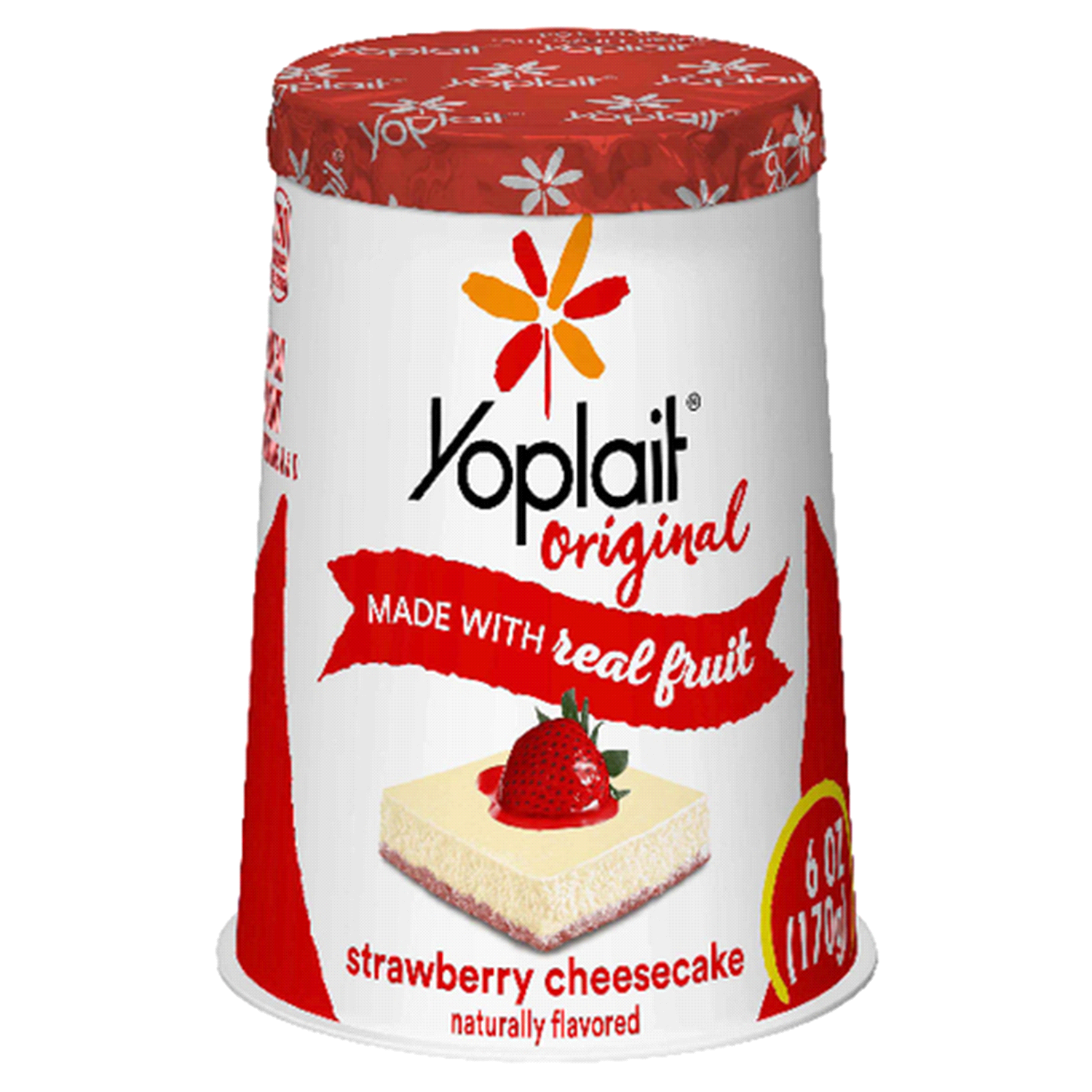 slide 1 of 1, Yoplait Original Low Fat Strawberry Cheesecake Yogurt Cup, Made with Real Fruit, 6 oz, 6 oz