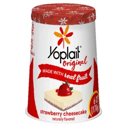 Yoplait Original Low Fat Strawberry Cheesecake Yogurt Cup, Made with Real Fruit, 6 oz