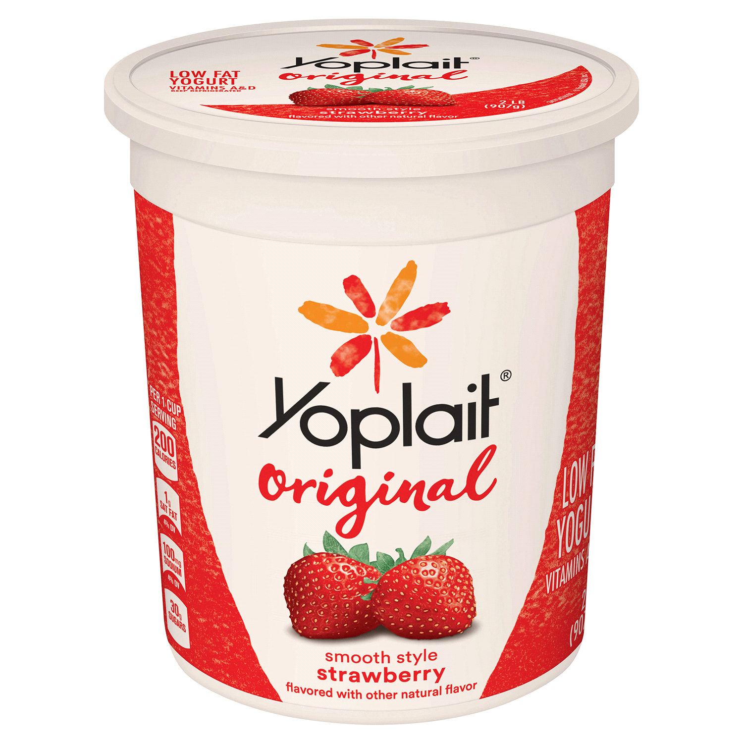 slide 1 of 1, Yoplait Original Smooth Style Strawberry Flavored Low Fat Yogurt 32 OZ, 2 lb
