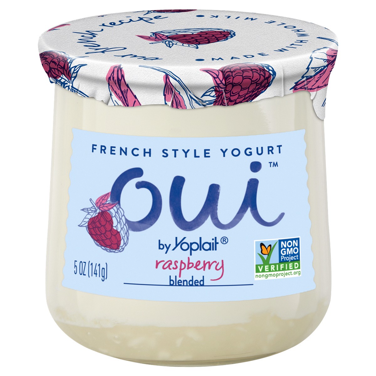 slide 1 of 1, Oui by Yoplait French Style Raspberry Whole Milk Yogurt, 5 OZ Jar, 5 oz