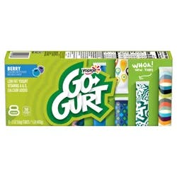 Go-Gurt Yoplait Go-GURT Bluey Kids Fat Free Yogurt, Berry, Gluten Free Snacks, 1 lb (8 Tubes)