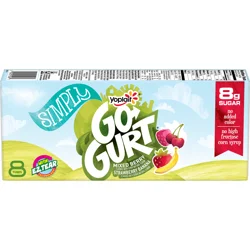 Go-Gurt Simply Go-GURT Mixed Berry and Strawberry Banana Kids Low Fat Yogurt Variety Pack, Gluten Free, 2 oz Yogurt Tubes (8 Count)