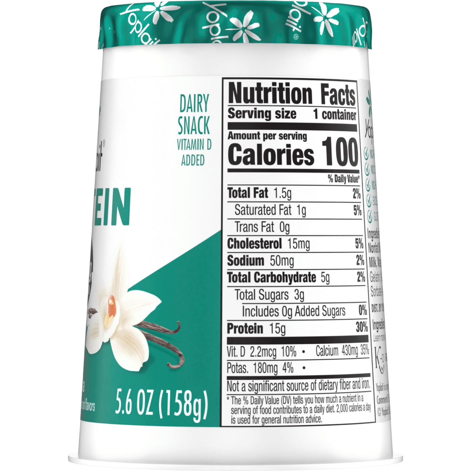 slide 3 of 4, Yoplait Protein Yogurt Cultured Dairy Snack Cup, Vanilla Flavored, Gluten Free Protein Snacks, 5.6 oz, 5.6 oz