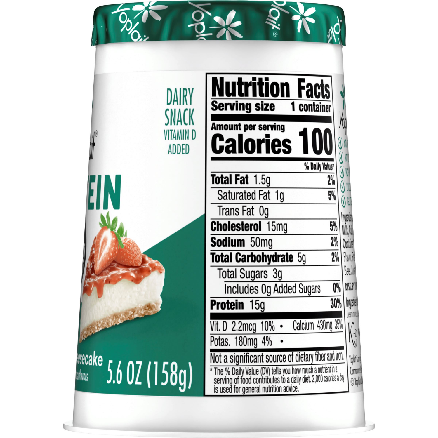 slide 3 of 5, Yoplait Protein Yogurt Cultured Dairy Snack Cup, Strawberry Cheesecake Flavored, Gluten Free Protein Snacks, 5.6 oz, 5.6 oz