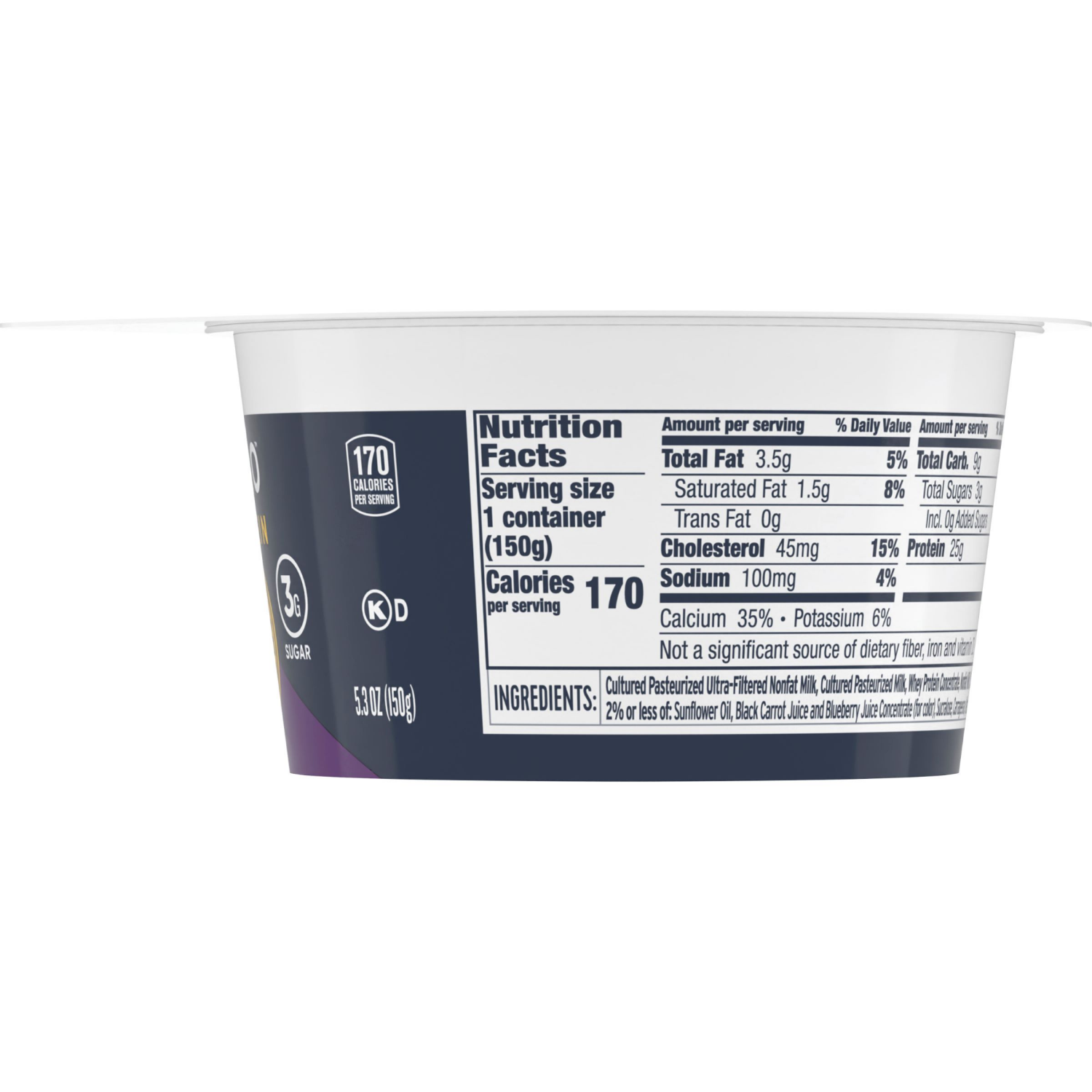 slide 3 of 4, :ratio 25g Protein Mixed Berry Dairy Snack, 5.3 oz