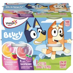 Yoplait Low Fat Kids Yogurt, Bluey Variety Pack, Gluten Free, 8 Yogurt Cups