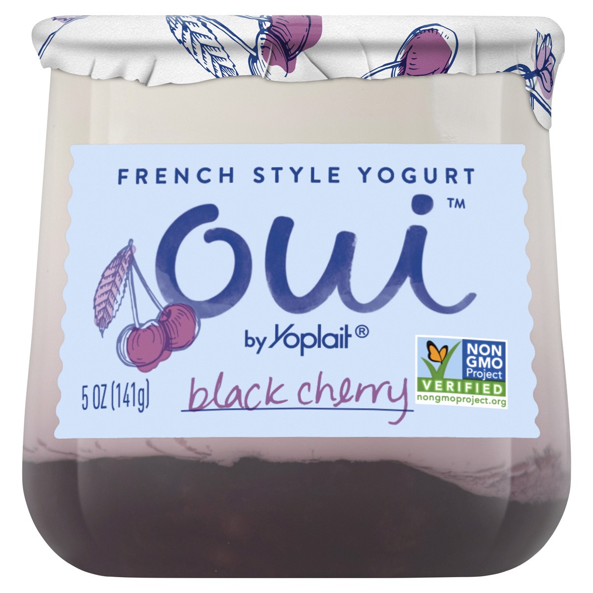 slide 1 of 1, Oui by Yoplait French Style Black Cherry Whole Milk Yogurt, 5 OZ Jar, 5 oz