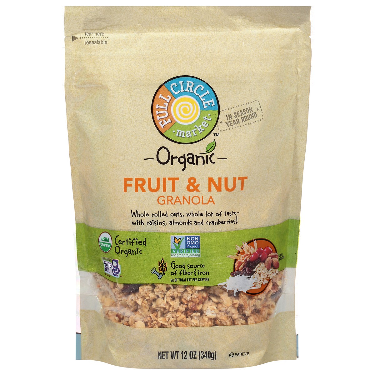 slide 1 of 9, Full Circle Market Organic Fruit & Nut Granola 12 oz, 12 oz