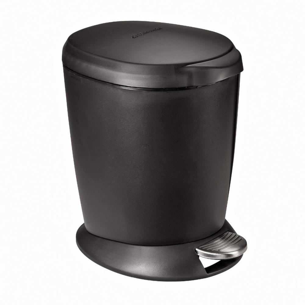slide 1 of 1, simplehuman Plastic Black Step-On Wastebasket, 6 liter