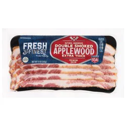 Fresh & Finest by Our Family Extra Thick Double Smoked Premium Applewood Bacon 12 oz