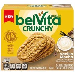 Belvita Crunchy Vanilla Mocha Breakfast Bars Biscuits, 5 Packs (4 Biscuits Per Pack)
