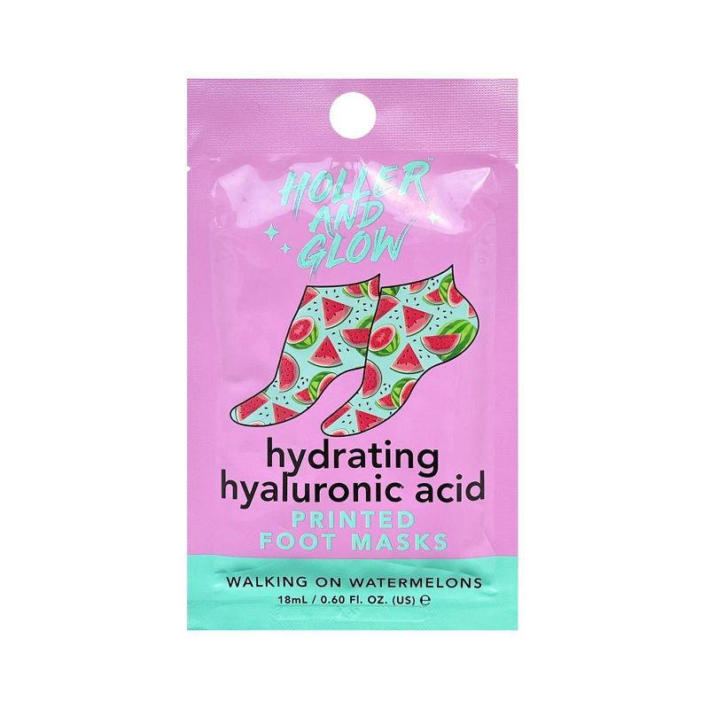 slide 1 of 2, Holler and Glow Ultra Hydrating Foot Mask - Walking On Watermelons - 1.35 fl oz, 1.35 fl oz
