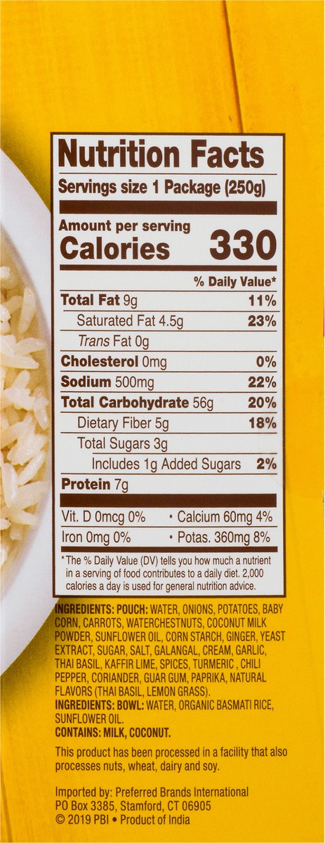 slide 9 of 9, Tasty Bite Basmati Rice Thai Style Medium Curry & Rice Bowl 8.8 oz, 1 ct