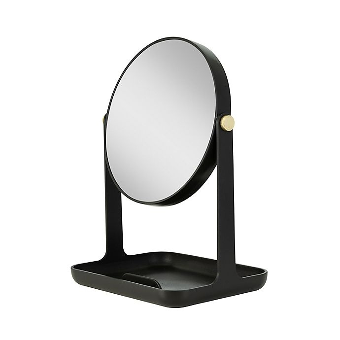 slide 4 of 6, Zadro Bondi Dual-Sided Vanity Mirror with Accessory Tray and Phone Holder - Black, 1 ct