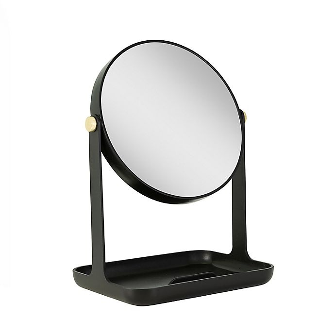 slide 5 of 6, Zadro Bondi Dual-Sided Vanity Mirror with Accessory Tray and Phone Holder - Black, 1 ct