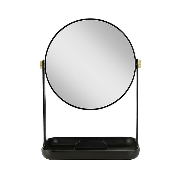 slide 1 of 6, Zadro Bondi Dual-Sided Vanity Mirror with Accessory Tray and Phone Holder - Black, 1 ct