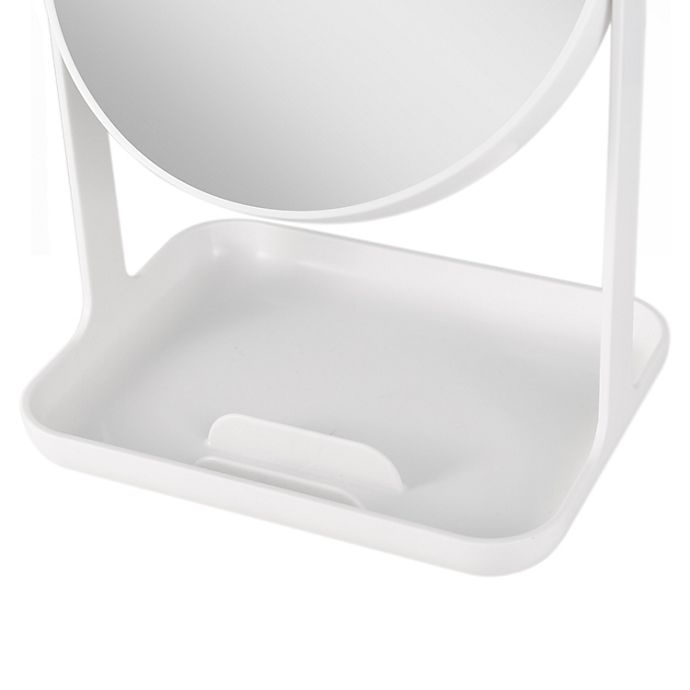 slide 2 of 6, Zadro Bondi Dual-Sided Vanity Mirror with Accessory Tray and Phone Holder - White, 1 ct