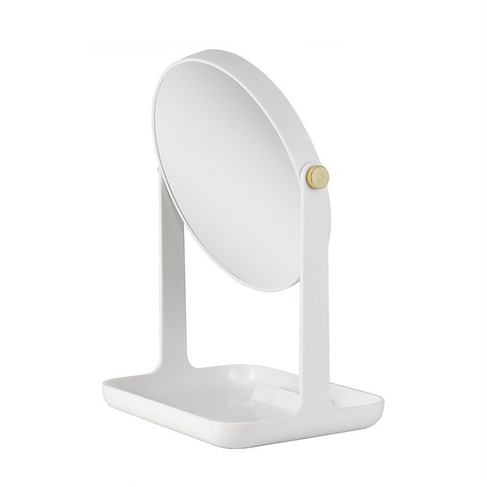 slide 3 of 6, Zadro Bondi Dual-Sided Vanity Mirror with Accessory Tray and Phone Holder - White, 1 ct