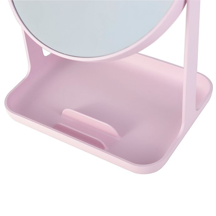 slide 6 of 9, Zadro Bondi Dual-Sided Vanity Mirror with Accessory Tray and Phone Holder - Rose Quartz, 1 ct
