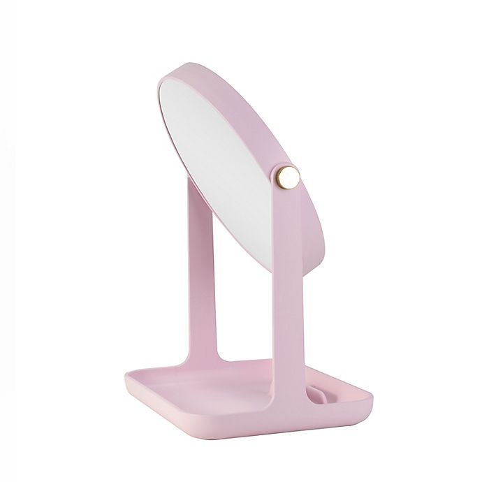 slide 7 of 9, Zadro Bondi Dual-Sided Vanity Mirror with Accessory Tray and Phone Holder - Rose Quartz, 1 ct