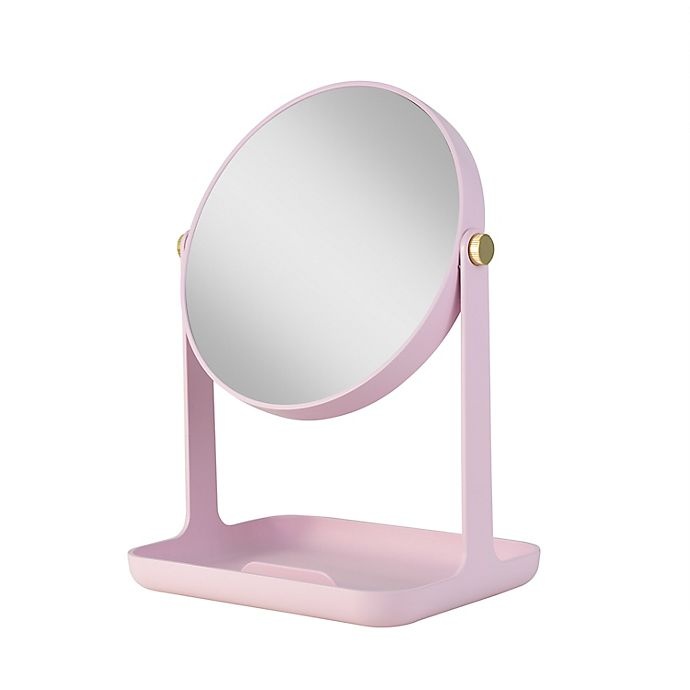 slide 8 of 9, Zadro Bondi Dual-Sided Vanity Mirror with Accessory Tray and Phone Holder - Rose Quartz, 1 ct