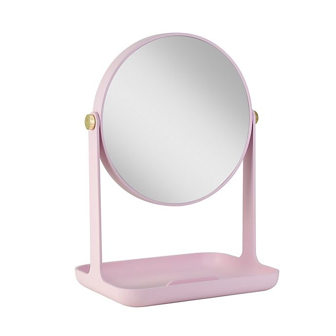 slide 9 of 9, Zadro Bondi Dual-Sided Vanity Mirror with Accessory Tray and Phone Holder - Rose Quartz, 1 ct