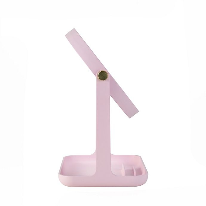 slide 3 of 9, Zadro Bondi Dual-Sided Vanity Mirror with Accessory Tray and Phone Holder - Rose Quartz, 1 ct