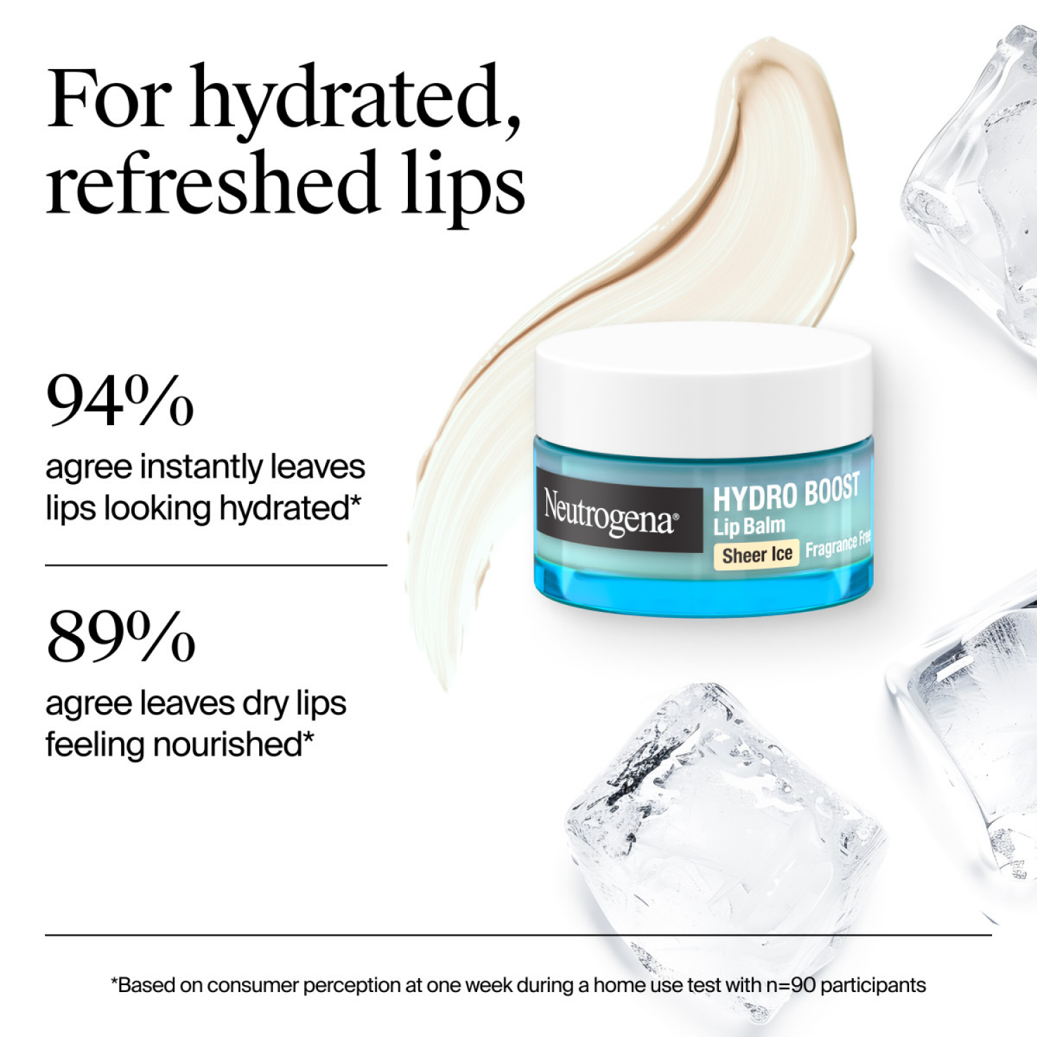 slide 7 of 8, Neutrogena Hydro Boost Hyaluronic Acid Lip Balm, Sheer Ice, Fragrance Free, 0.5 Oz, 0.5 oz