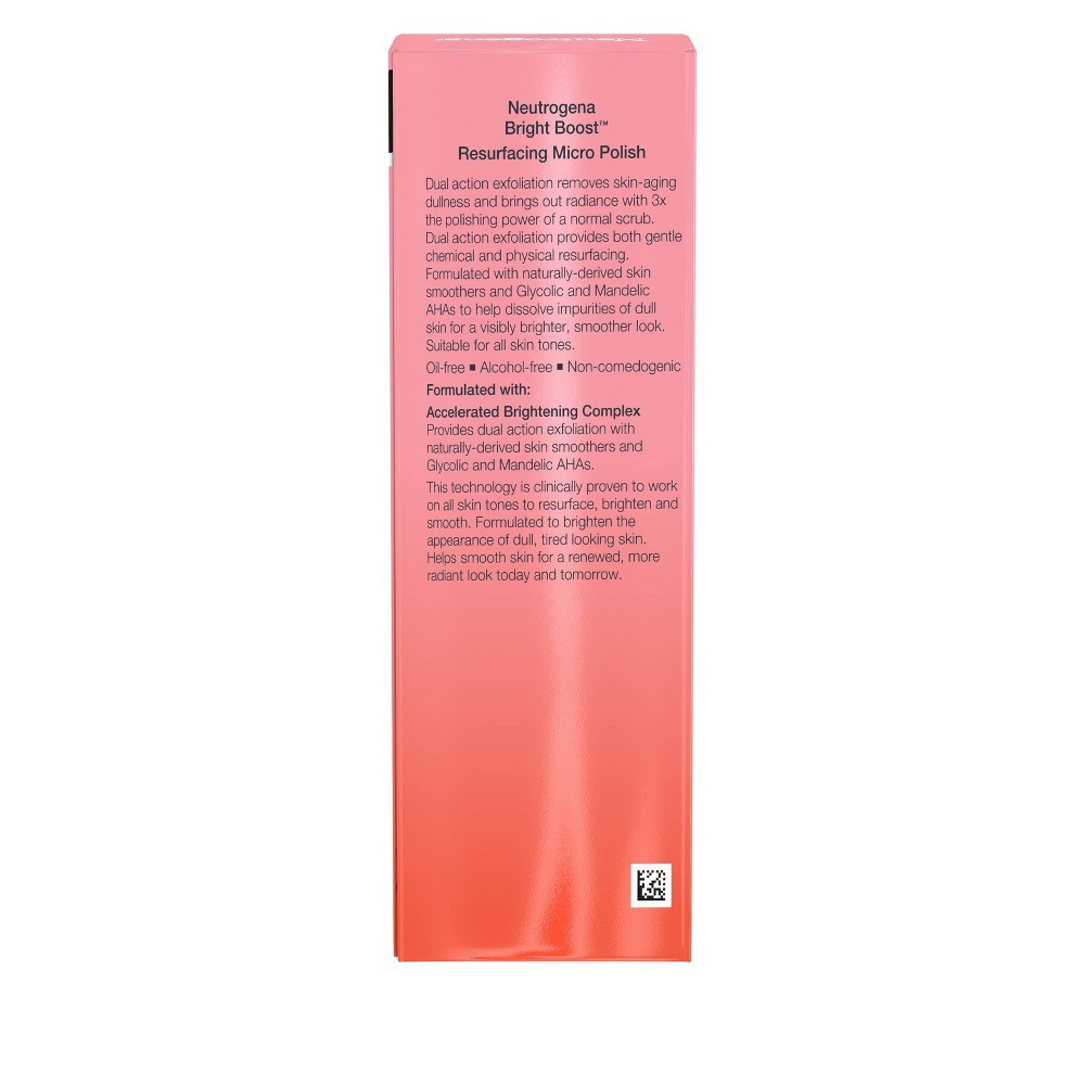 slide 6 of 12, Neutrogena Bright Boost Resurfacing Micro Polish Facial Exfoliator with Glycolic and Mandelic AHAs, Gentle Skin Resurfacing Face Cleanser for Bright & Smooth Skin, 2.6 fl. oz, 2.6 oz