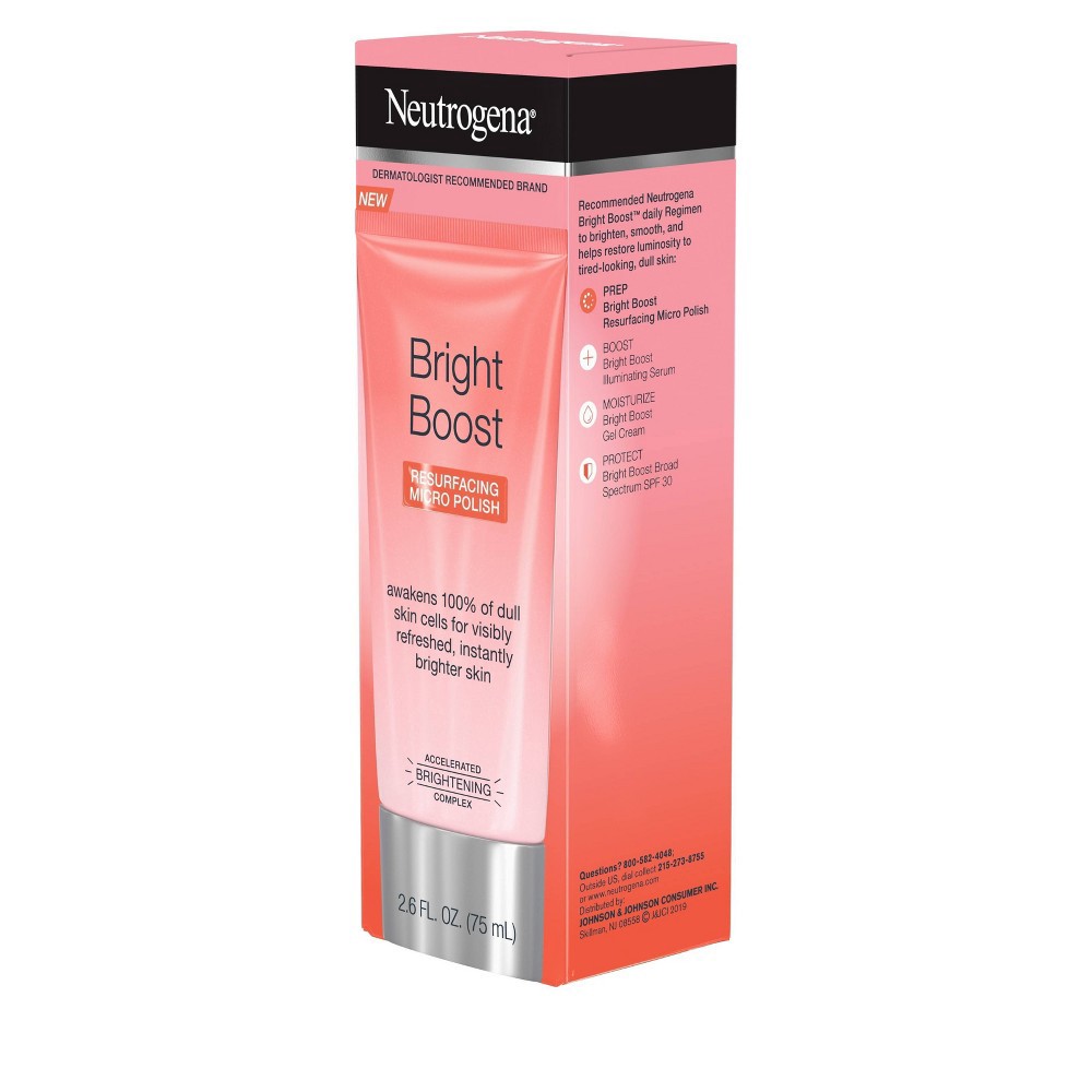 slide 2 of 12, Neutrogena Bright Boost Resurfacing Micro Polish Facial Exfoliator with Glycolic and Mandelic AHAs, Gentle Skin Resurfacing Face Cleanser for Bright & Smooth Skin, 2.6 fl. oz, 2.6 oz