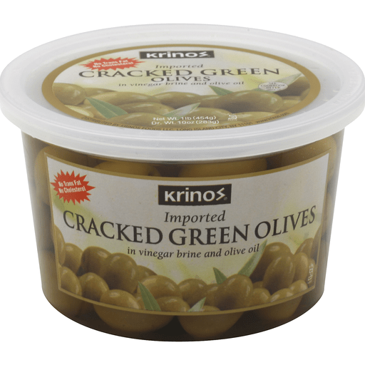 slide 2 of 2, Krinos Olives, Cracked, Green, 16 oz