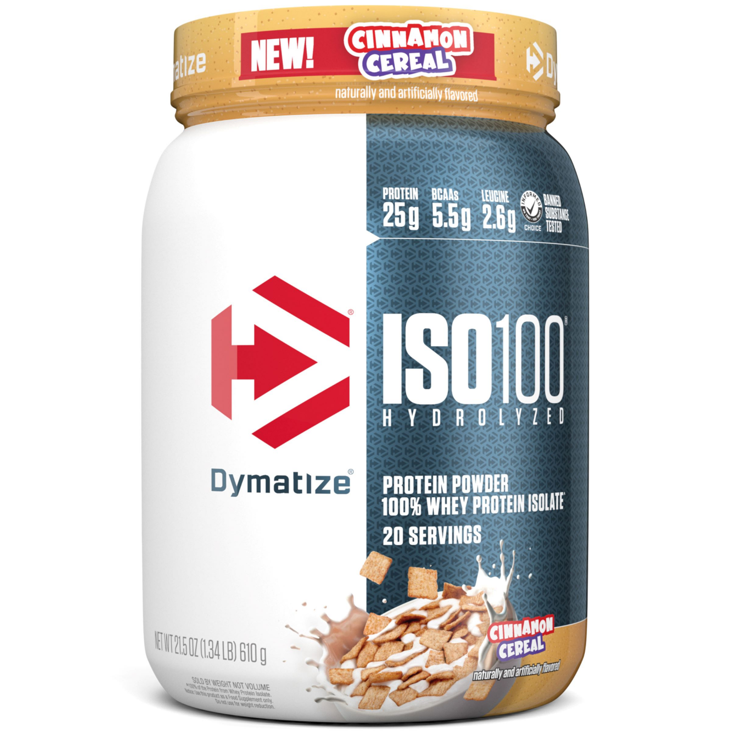 slide 1 of 2, Dymatize ISO100 Cinn Cereal 22.9oz, 22.9 oz