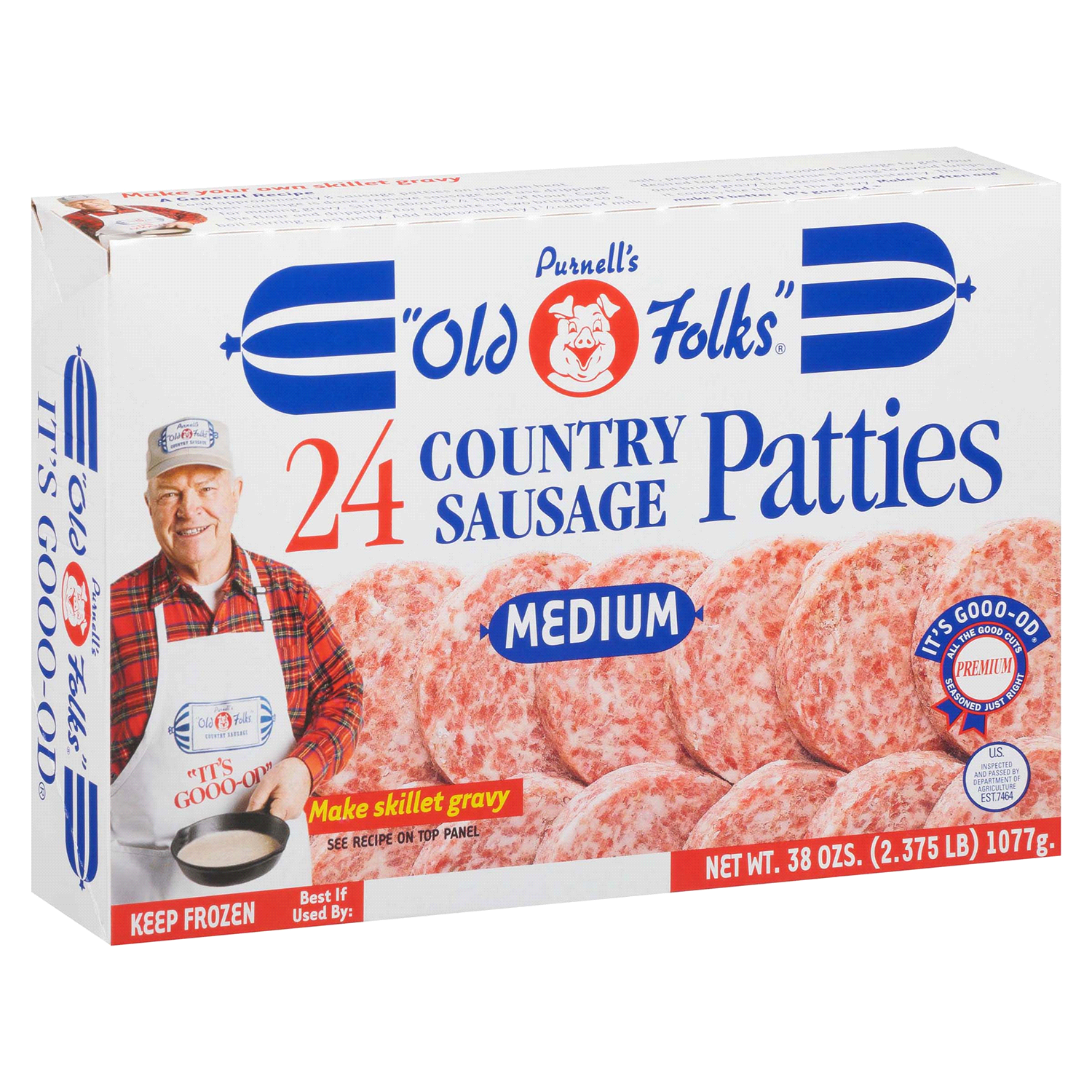 slide 2 of 4, Purnell's "Old Folks" Medium Sausage Patties, 24 ct, 38 oz, 38 oz