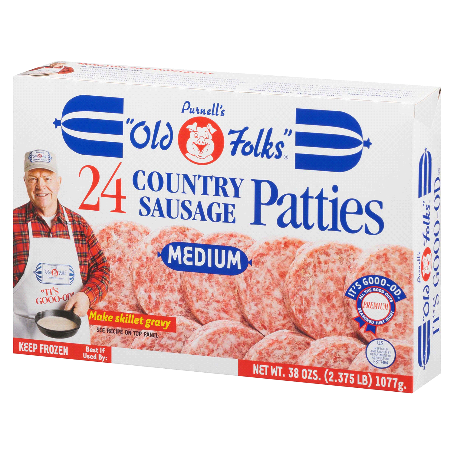 slide 3 of 4, Purnell's "Old Folks" Medium Sausage Patties, 24 ct, 38 oz, 38 oz