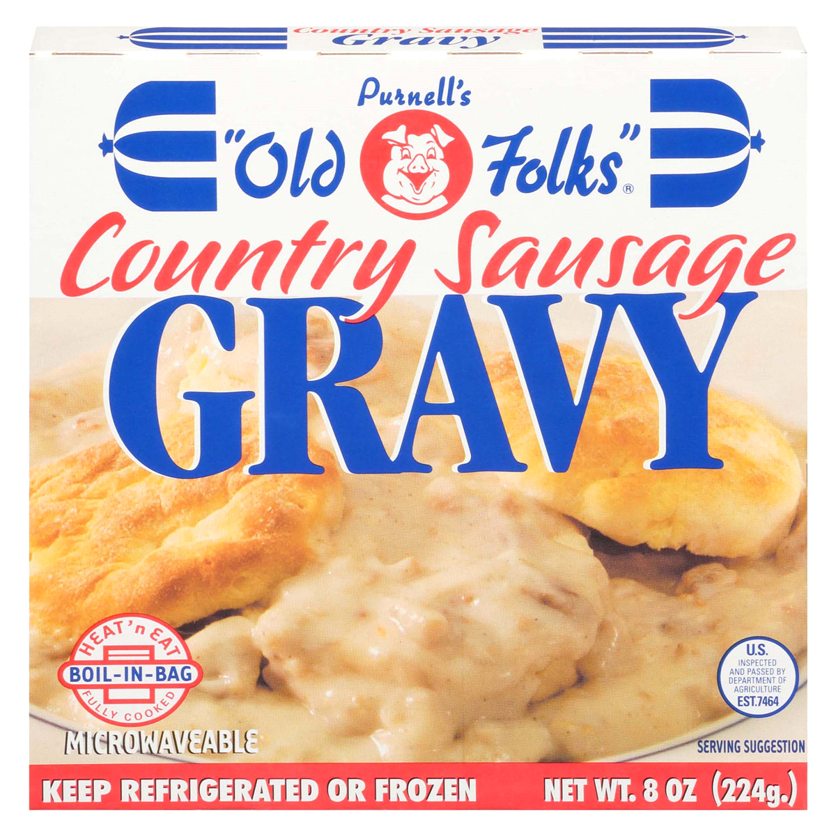 slide 1 of 1, Purnell's "Old Folks" Country Sausage Gravy, 8 oz, 8 oz